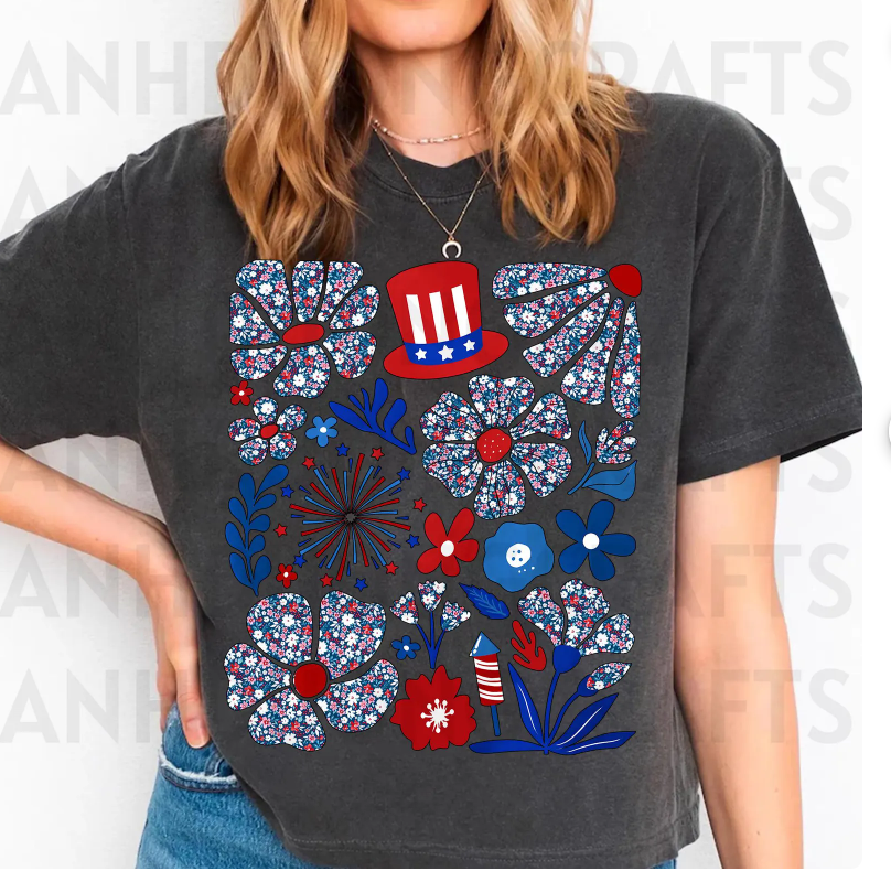 Preppy Floral USA Collage 01790