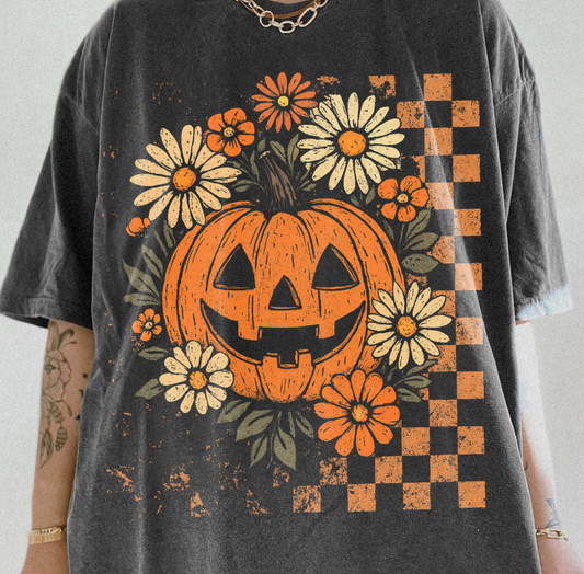 Boho Fall Checkered Pumpkin 01481