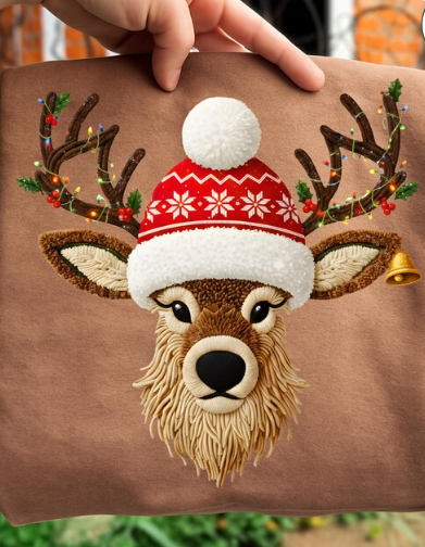 Faux Yarn Christmas Deer 00255