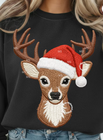 Faux Yarn Deer Santa Hat 00256