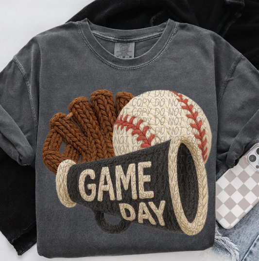 Faux Yarn Baseball Game Day Megaphone 00092