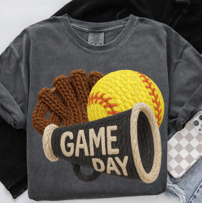 Faux Yarn Softball Game Day Megaphone 00091