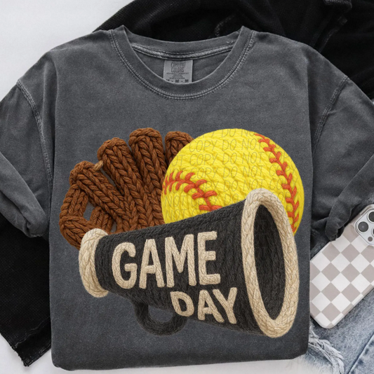 Faux Yarn Softball Game Day Megaphone 00091