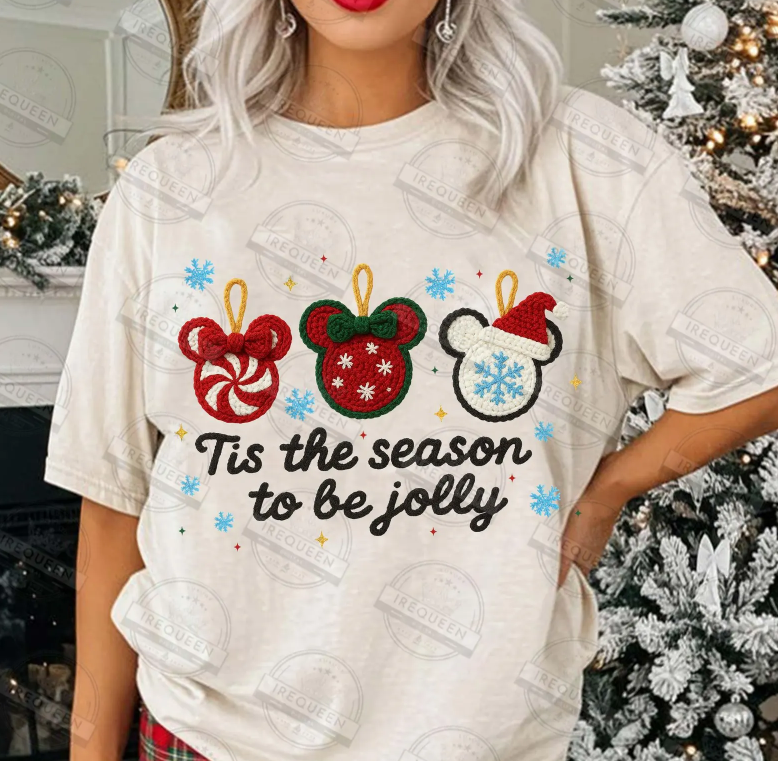 Faux Yarn Tis the Season to Be Jolly Mouse 00086