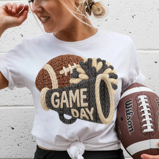 Faux Yarn Football Game Day Megaphone 00090