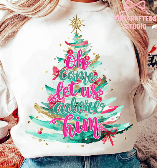 Preppy Oh Come Let Us Adore Him Christmas Tree 06706