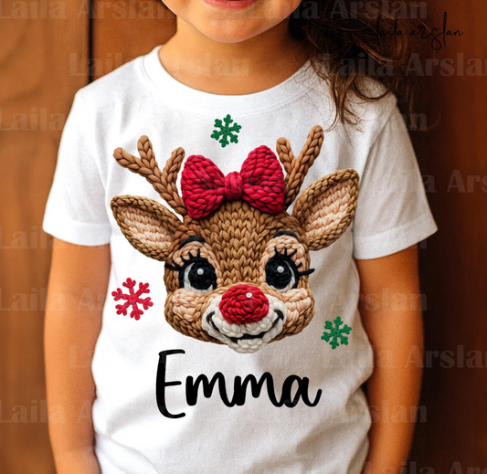 Custom Faux Yarn Reindeer Boy Girl 06724