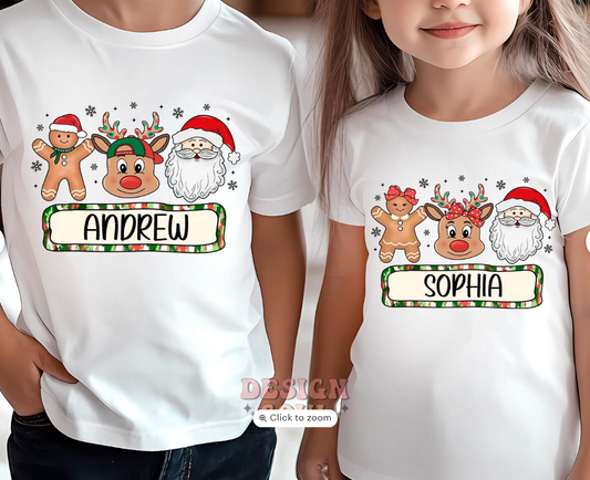 Custom Reindeer Santa Gingerbread Nameplate Boy Girl 06749