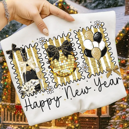 Happy New Year Doodle Frames Black Text 07209