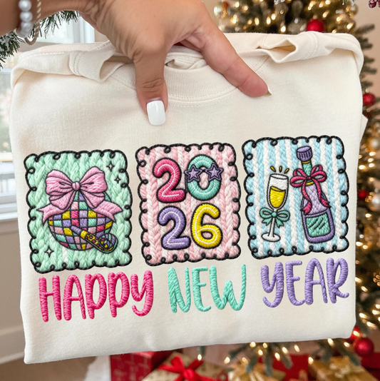 Faux Yarn Happy New Year Doodle Frames 07150