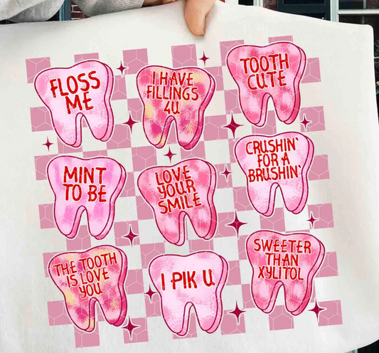 Pink Checkered Conversation Teeth 07344