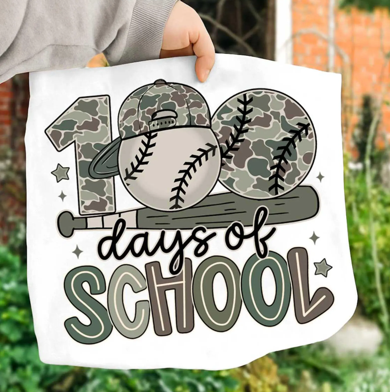 100 Days of School Camo Baseball 07458