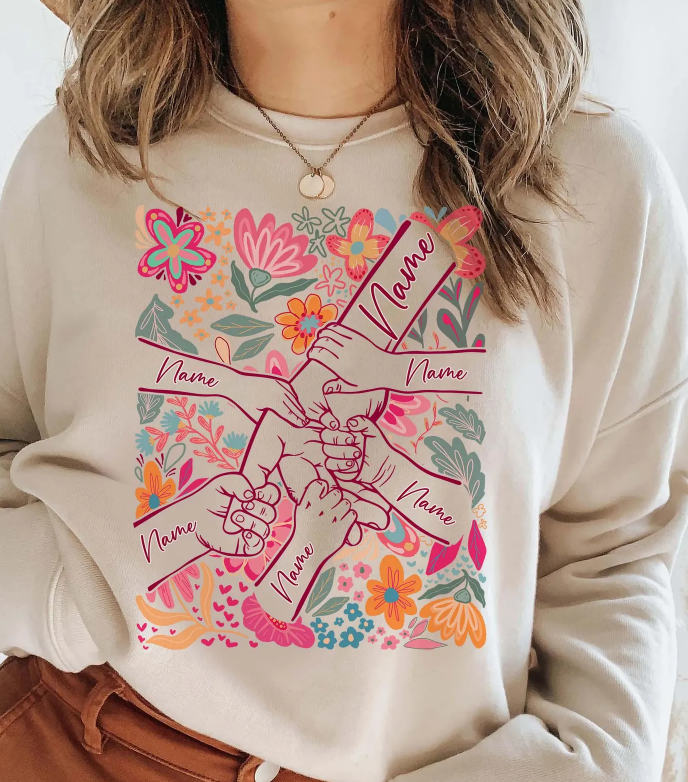 Boho Floral Mama + Grandma + Custom Name 07885