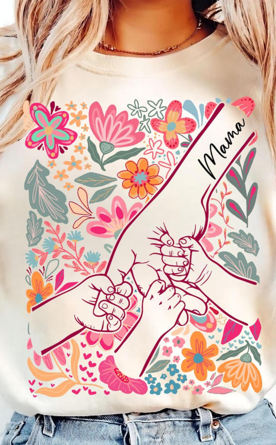 Boho Floral Mama + Grandma + Custom Name 07885