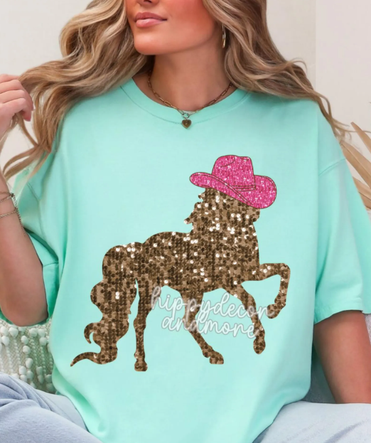 Faux Glitter Horse 08014