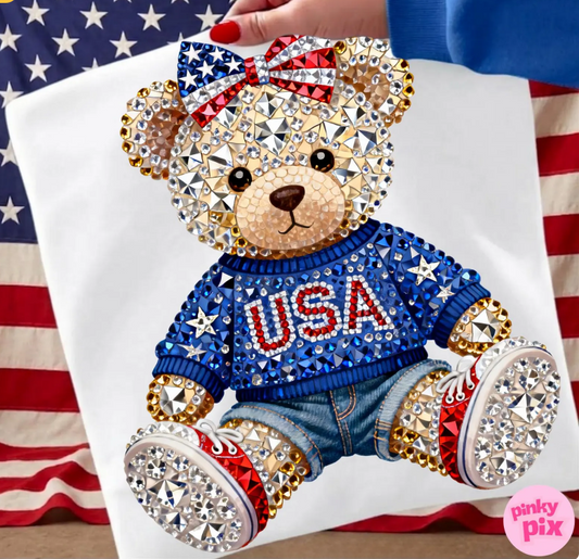 Faux Bling USA Teddy Bear 08154