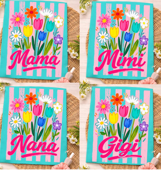 Floral Stripes Mama + Other Names (Choose Yours) 08150