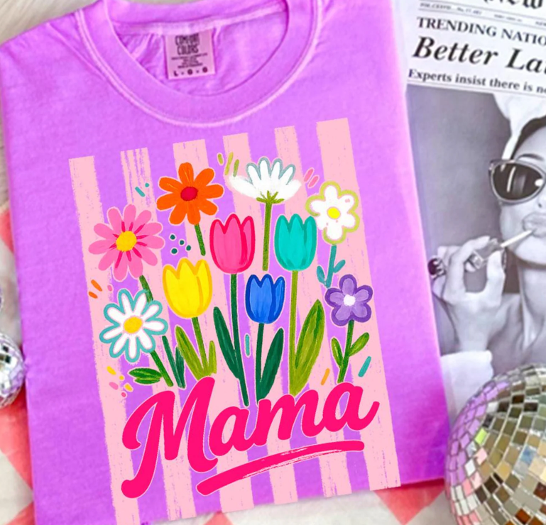 Floral Stripes Mama + Other Names (Choose Yours) 08150