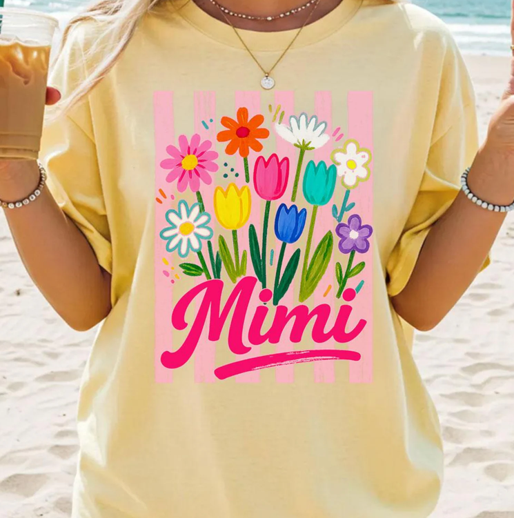 Floral Stripes Mama + Other Names (Choose Yours) 08150