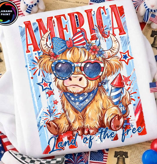 America Land of the Free Stripes Cow 08493