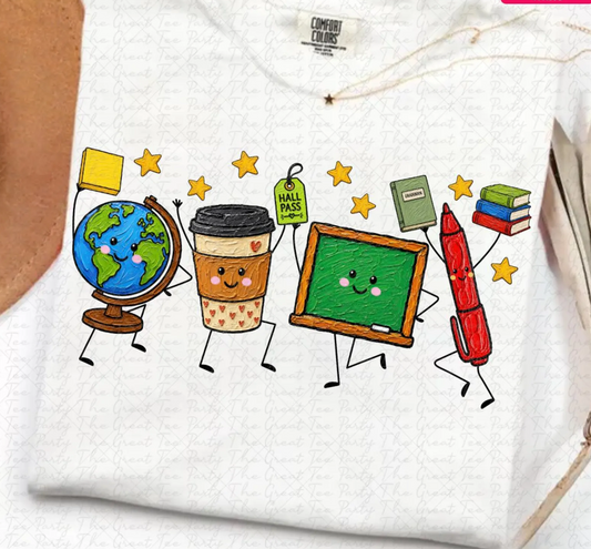 Faux Paint School Doodle Characters 08754