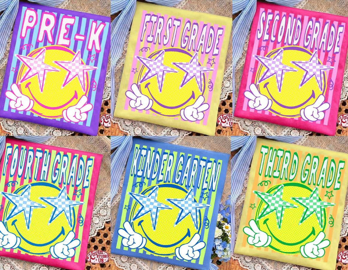 Stripes Smiley Star Eyes Grade Levels (Choose Yours) 08827
