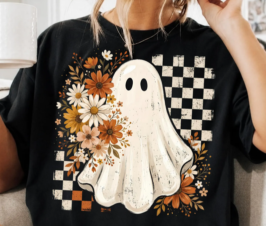 Boho Floral Ghost Checkered 09243