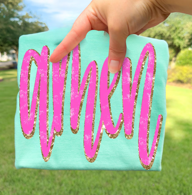 Pink Gold Glitter Amen 09338