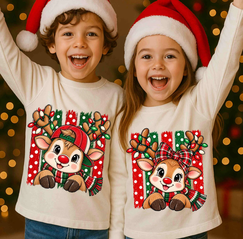 Cute Reindeer Stripes Boy 09353