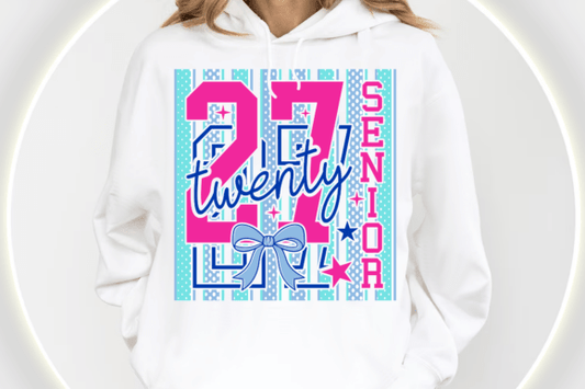 Senior 2027 Pink Blue Stripes 08795