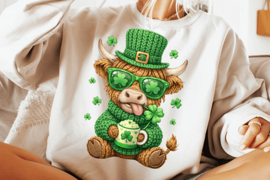 St. Patrick's Day Faux Highland Cow 08078