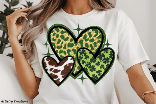 St Patricks Leopard & Cowhide Hearts 03148
