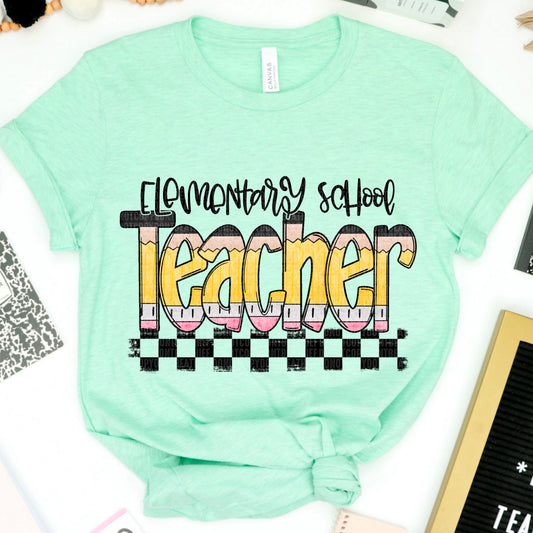 Elementary School Teacher Pencil Checkered 05010