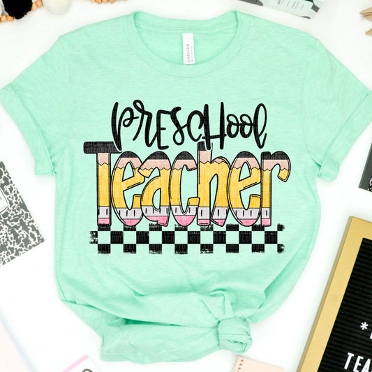 Preschool Teacher Pencil Checkered 05019