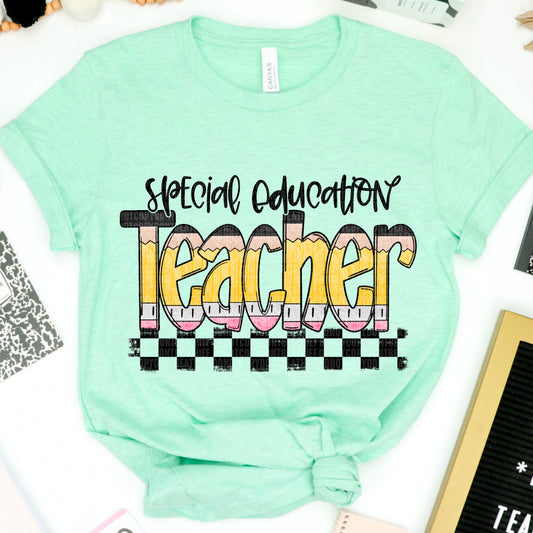 Special Education Teacher Pencil Checkered 05011