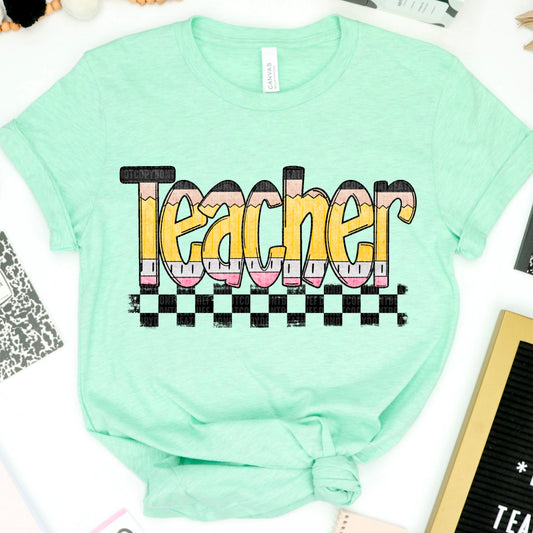Teacher Pencil Checkered 05012