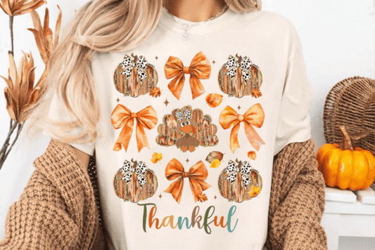 Brushstroke Coquette Turkey Collage Thankful 00624