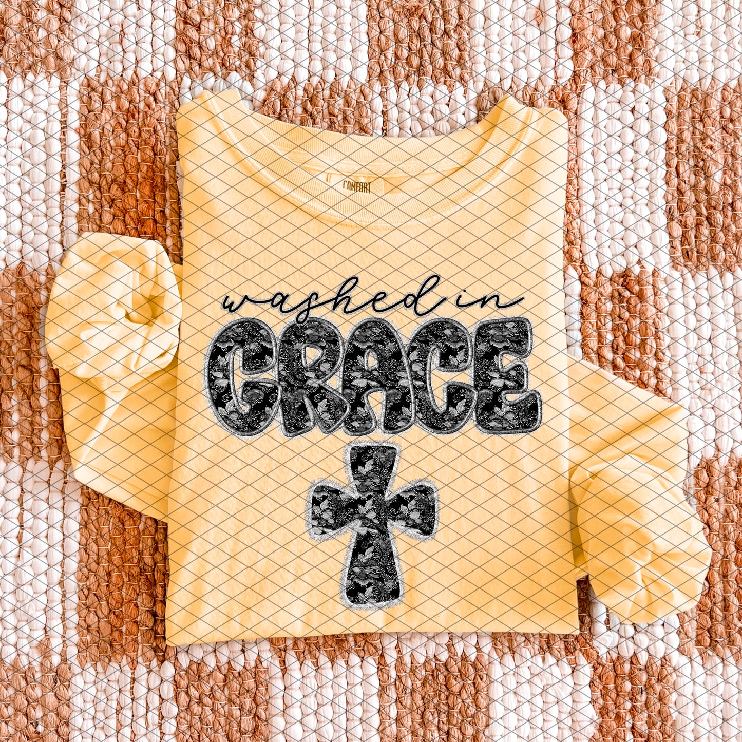 Washed in Grace Lace with Cross 00095