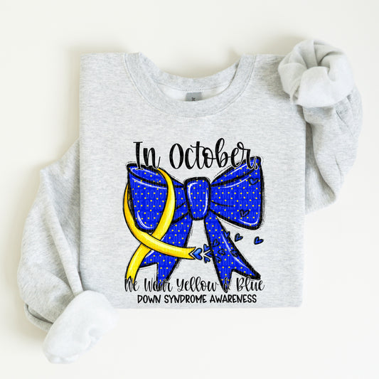 In October We Wear Yellow and Blue Coquette Down Syndrome 04792