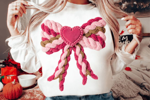 Faux Chunky Yarn Valentine Bow Coquette 07414