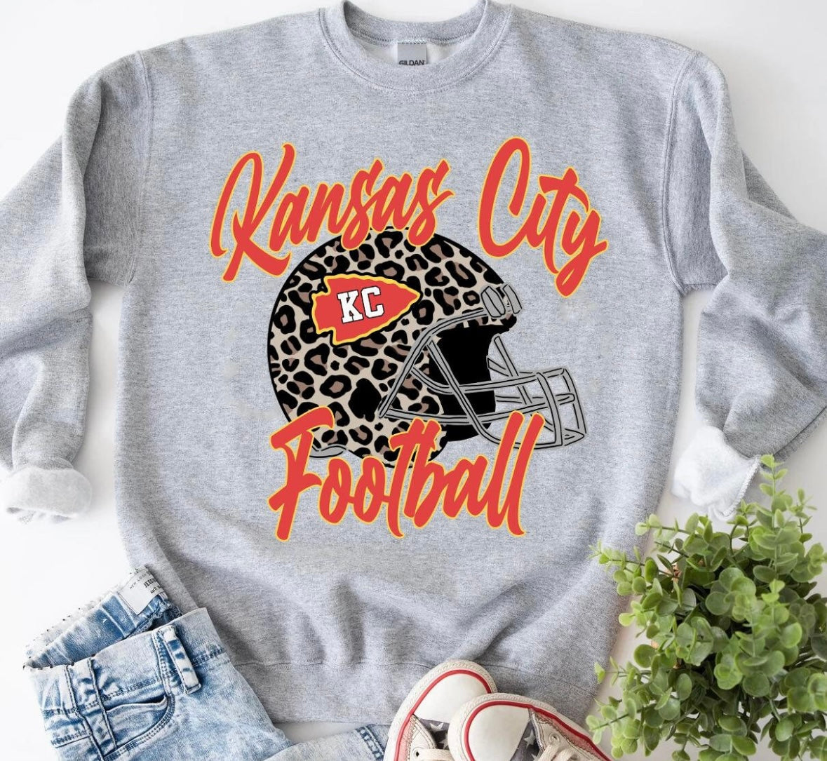 Kansas City Football Leopard Helmet Script 00891