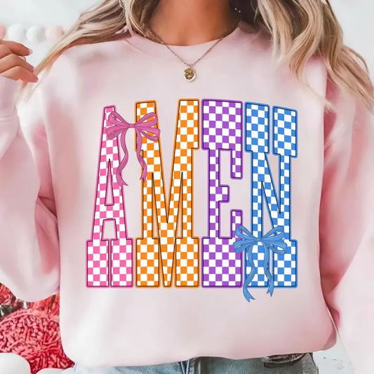 Checkered Amen with Bows 07727