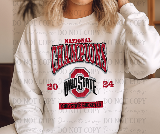 Faux Embroidery Twill Ohio State Buckeyes Champions 2024 03572