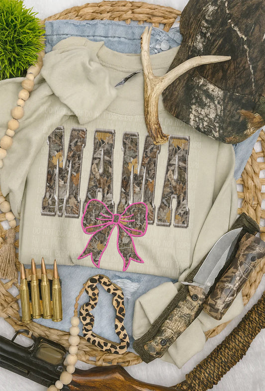 Faux Embroidery Camo Mama Pink Coquette 07858
