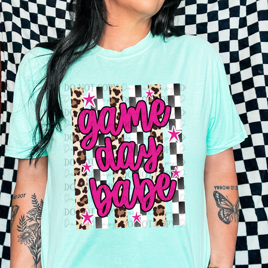 Pink Game Day Babe Leopard Checkered Stripes 07755