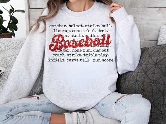 Faux Baseball Words DTF Transfer 05297