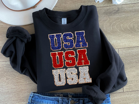 Faux Chenille USA Stacked 05196