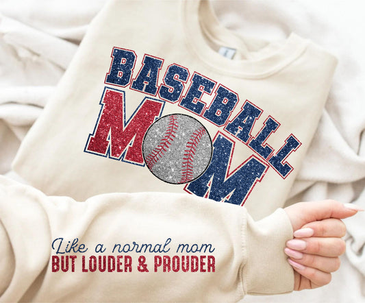 Faux Baseball Mom with Sleeve DTF Transfer 05298