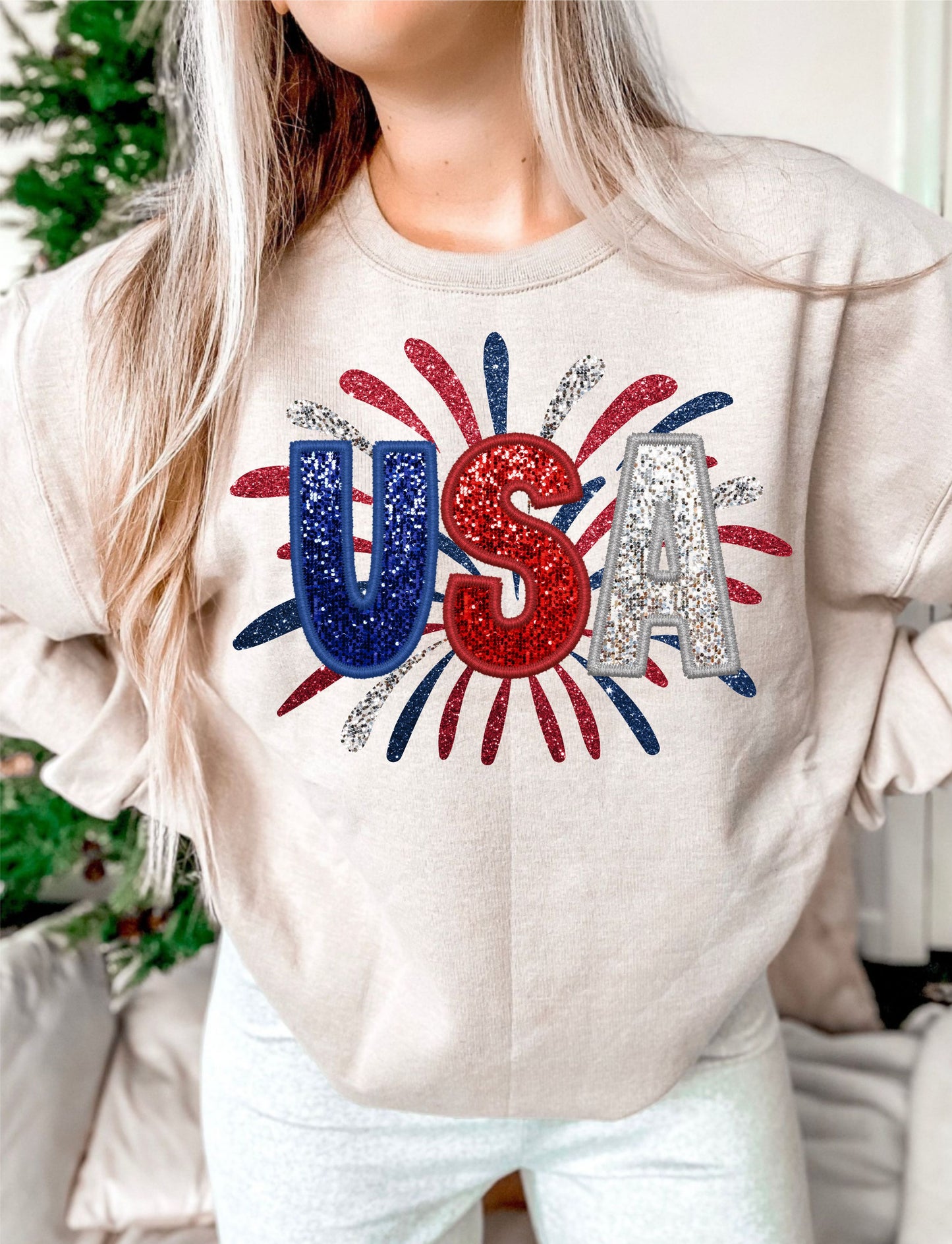 Faux Sequin USA Fireworks 05195