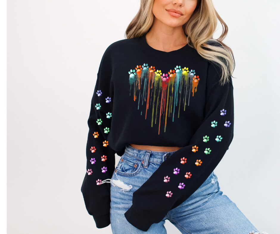 Watercolor Paw Print Heart Drip 04773